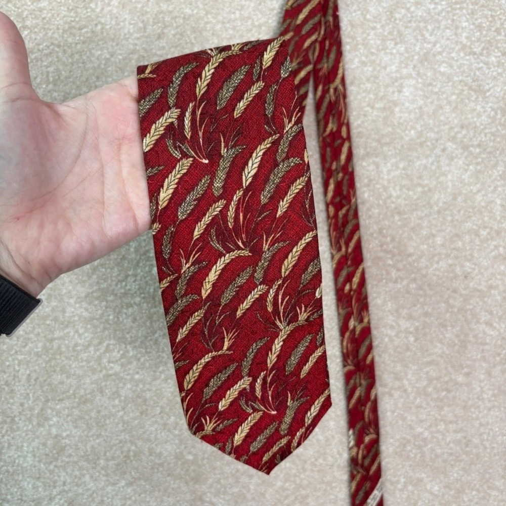ERMENEGILDO ZEGNA 100% Silk Tie Mens Red‎ Italy Luxury Designer